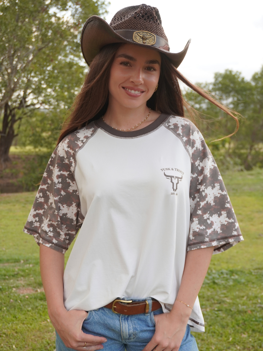 Cowhide Raglan Oversized Tee